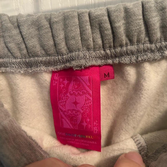 QUEEN OF SPARKLES Gray Top and Short Set with Blue Sequin Denim Shorts Accents - Picture 6 of 6